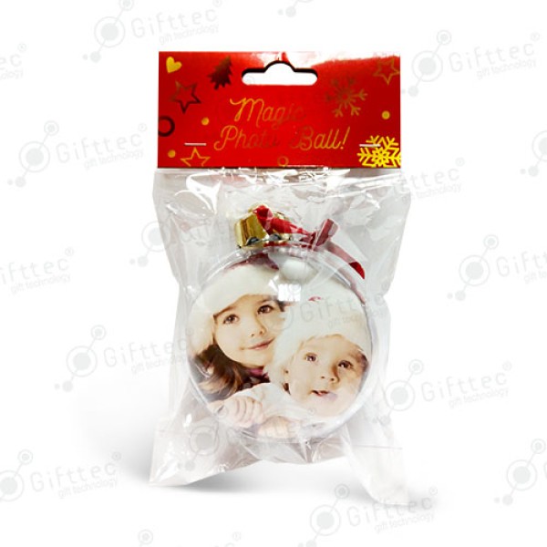 Шар елочный под полиграфическую вставку, диаметр 78 мм в индивидуальном пакете с подвесом | Артикул: 4348