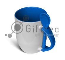 Кружка с ложкой в ручке СВЕТЛО-СИНЯЯ для сублимации