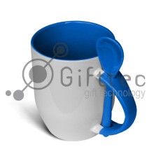 Кружка с ложкой в ручке СВЕТЛО-СИНЯЯ для сублимации