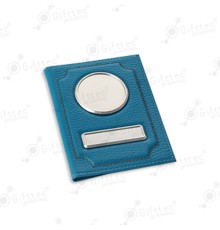 Обложка для автодокументов флотер БИРЮЗОВАЯ (коричневая нить)
