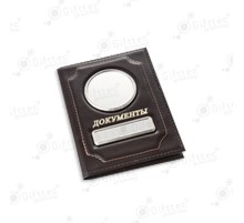 Обложка для автодокументов кожа глянец КОРИЧНЕВАЯ (коричневая нить)