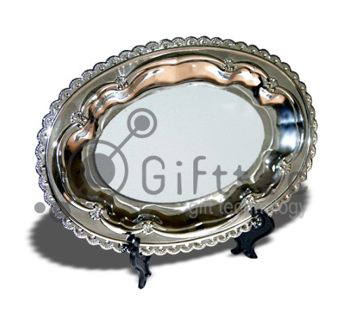 Тарелка металлическая овальная 24.5х17см (вставка под сублимацию) | Артикул: 10250