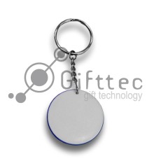 Брелок для ключей пластиковый Круг ГОЛУБОЙ d=43мм для сублимации