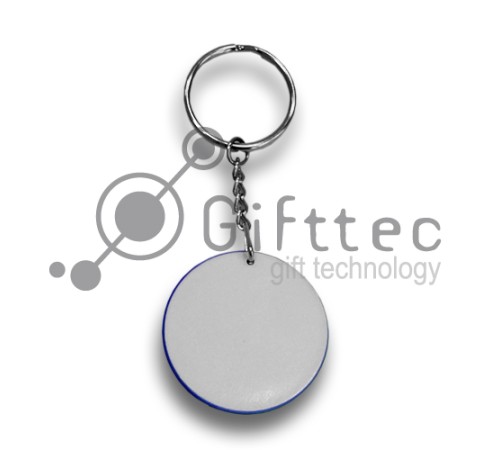 Брелок для ключей пластиковый Круг ГОЛУБОЙ d=43мм для сублимации | Артикул: 10262