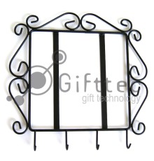 Ключница настенная металлическая (4 крючка), под плитку 15.2х15.2см (плитка в комплект не входит)