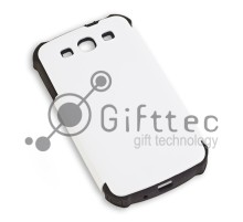Samsung Galaxy S3 i9300 - Белый пр/ударный чехол матовый пластик с ЧЕРНЫМ силикон.бампером (для 3D - сублимации)