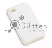 IPhone 4/4S - Белый пр/ударный чехол глянцевый пластик с БЕЛЫМ силикон.бампером (для 3D - сублимации)