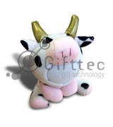 3D Игрушка Корова золотые рога (размер 14 см) запечатка 5х5см / 2-PD67