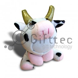 3D Игрушка Корова золотые рога (размер 14 см) запечатка 5х5см / 2-PD67
