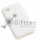 IPhone 4/4S - Белый пр/ударный чехол глянцевый пластик с БЕЛЫМ силикон.бампером (для 3D - сублимации)