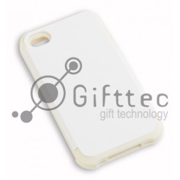 IPhone 4/4S - Белый пр/ударный чехол глянцевый пластик с БЕЛЫМ силикон.бампером (для 3D - сублимации)