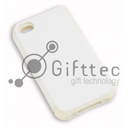 IPhone 4/4S - Белый пр/ударный чехол матовый пластик с БЕЛЫМ силикон.бампером (для 3D - сублимации)