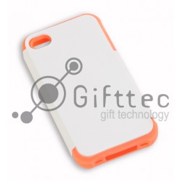 IPhone 4/4S - Белый пр/ударный чехол матовый пластик с РОЗОВЫМ силикон.бампером (для 3D - сублимации)
